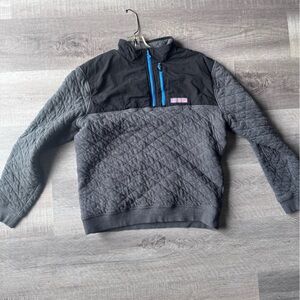 Vineyard Vines Black and Gray Quilted Sweatshirt